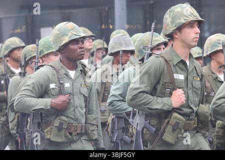 Le président Donald Trump a célébré son 79e anniversaire avec un défilé militaire à Washington DC, États-Unis, le 11 juin 2025. C'était aussi le jour du drapeau et le 250e anniversaire de l'armée américaine. (Photo de Robyn Stevens Brody/Sipa USA) Banque D'Images