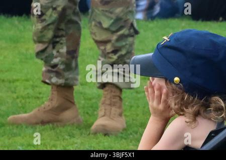 Le président Donald Trump a célébré son 79e anniversaire avec un défilé militaire à Washington DC, États-Unis, le 11 juin 2025. C'était aussi le jour du drapeau et le 250e anniversaire de l'armée américaine. (Photo de Robyn Stevens Brody/Sipa USA) Banque D'Images