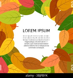 Fond avec des feuilles d'automne avec une place au centre pour votre texte. Illustration vectorielle. Illustration de Vecteur