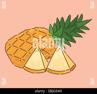 Une illustration de l'ananas frais avec des tranches pour améliorer son attrait et sa présentation Illustration de Vecteur