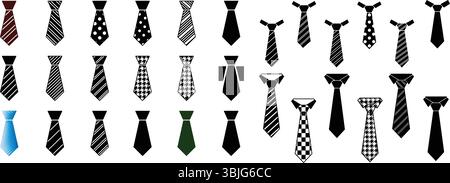 Collection Vector Necktie Icon avec divers modèles classiques Illustration de Vecteur