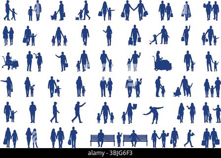 Family Silhouette Collection : Vector Collection of People silhouettes mettant en vedette des familles, des couples et des individus Illustration de Vecteur