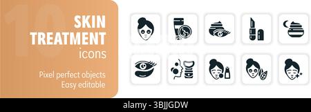 Icônes de routine de soins de la peau mettant en vedette des femmes appliquant des produits de beauté Illustration de Vecteur