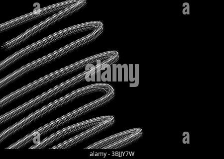 vagues de lignes faites sur le côté du cadre avec une brosse d'ordinateur sur un fond noir. Illustration. Arrière-plan Banque D'Images