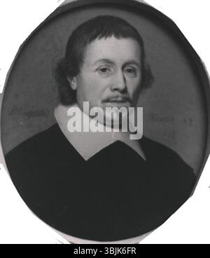 Le Portrait de Jan Hubrecht (1653) de Pieter van Slingelandt est une peinture à l'huile finement détaillée du marchand néerlandais du XVIIe siècle. Le rendu réaliste capture les traits de Hubrecht et les textures de ses vêtements, reflétant l'habileté du portrait néerlandais à l'âge d'or. Banque D'Images