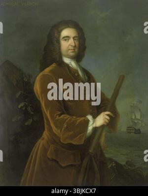 Philips, Charles ; amiral Edward Vernon (1684-1757) ; Musée maritime national ; http ://www.artuk.org/artworks/admiral-edward-vernon-16841757-175310 Banque D'Images