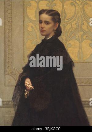 William Morris Hunt (1824-1879) peint Mary Elizabeth Robbins en 1866, un portrait de la femme américaine à l'huile sur toile, capturant sa ressemblance avec une présence naturelle et réaliste qui reflète l'habileté de l'artiste en portrait. Banque D'Images