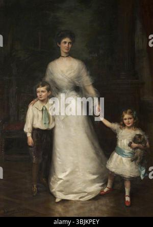 Breun, John Ernest ; Elizabeth Louisa Penelope Theobald (décédée en 1959), comtesse de Stamford, et ses deux enfants, Roger Grey (1896-1976), plus tard 10e comte de Stamford, et Lady Jane Grey (1899-1991), plus tard Lady Jane Turnbull ; National Trust, Dunham Massey ; http ://www.artuk.org/artworks/elizabeth-louisa-penelope-theobald-d-1959-countess-of-stamford-and-her-two-children-roger-grey-18961976-later-10th-earl-of-stamford-and-lady-jane-grey-18991991-later-lady-jane-turnbull-130699 Banque D'Images