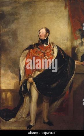 Le portrait de Frederick, duc d'York, réalisé par Sir Thomas Lawrence en 1816, capture le roi avec dignité et force. L'huile sur toile dépeint le duc d'une manière royale, reflétant son statut royal et le style classique de portrait de l'époque. Banque D'Images