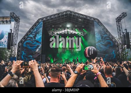 Gdansk, Pologne. 06 juin 2025. Le groupe de metalcore américain Hatebreed donne un concert live lors du festival de musique polonais Mystic Festival 2025 à Gdansk. Banque D'Images