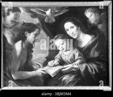 « Sainte Anne enseignant la Vierge à lire » d'Antonio Gherardi représente Sainte Anne instruisant la Vierge Marie en lecture. Le tableau, créé à la fin du XVIIe siècle, met en valeur la tendre relation maternelle entre les deux figures. Banque D'Images