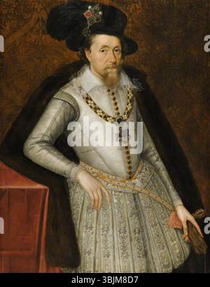 De Critz l'aîné, John ; James VI & I (1566-1625) ; National Trust, Montacute House ; http ://www.artuk.org/artworks/james-vi-i-15661625-121604 Banque D'Images
