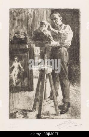 Ce portrait de 1909 par Anders Zorn représente le prince Paul Troubetzkoï Ier, un noble russe. L'artiste met en valeur les traits aristocratiques et l'expression digne du prince, mettant en valeur son statut noble et la maîtrise de Zorn à capturer l'essence de ses sujets. Banque D'Images