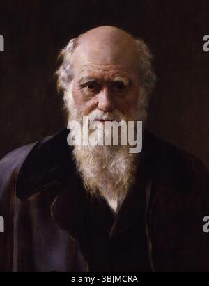 La copie de 1883 de John collier de son portrait original de Charles Darwin en 1881 a été créée pour la Linnaean Society. Cette peinture a ensuite été donnée à la National Portrait Gallery de Londres en 1896. Banque D'Images