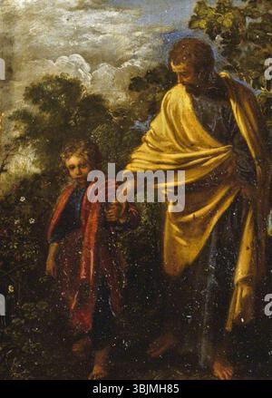Elsheimer, Adam ; Saint Joseph et l'enfant Christ ; National Trust, Petworth House ; http ://www.artuk.org/artworks/saint-joseph-and-the-christ-child-219740 Banque D'Images