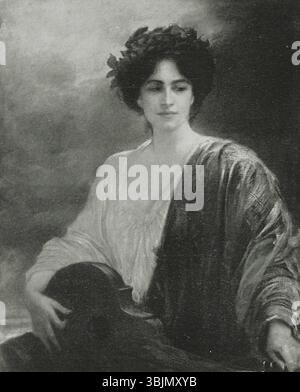 La peinture de Friedrich August von Kaulbach 'Gitarrespielerin' (joueur de guitare) représente une femme jouant de la guitare. L’œuvre met l’accent sur les détails fins et une représentation gracieuse et intime du sujet, mettant en valeur l’habileté de Kaulbach dans le rendu des figures. Banque D'Images