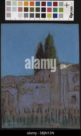 'Tunise maastik' (paysage tunisien) de Ants Laikmaa (1866-1942) est une peinture pastel de 1910 à 1912. Il dépeint un paysage tunisien, en mettant l'accent sur les couleurs vives et les paysages vibrants, typiques de l'utilisation par Laikmaa de pastels audacieux. Banque D'Images