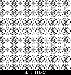 Motif floral noir orné sans couture - boucle décorative complexe Illustration de Vecteur