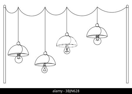 Ampoule continue dessin d'une ligne d'illustration vectorielle d'idée de contour isolé Illustration de Vecteur