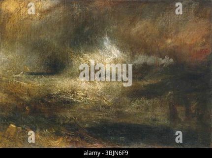 Turner, Joseph Mallord William ; Stormy Sea with Blazing Wreck ; Tate ; http ://www.artuk.org/artworks/stormy-sea-with-blazing-wreck-202439 Banque D'Images