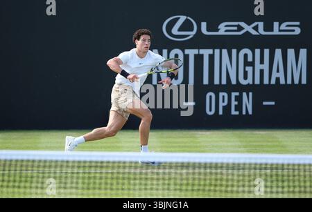 Nottingham, Royaume-Uni. 16 juin 2025. Nottingham Tennis Centre Nottingham, Angleterre - 16 juin : George Loffhagan lors du match de la première ronde du Lexus Nottingham Tennis Open le 16 juin 2025 à Nottingham, Angleterre (Paul Bonser/SPP) crédit : SPP Sport Press photo. /Alamy Live News Banque D'Images