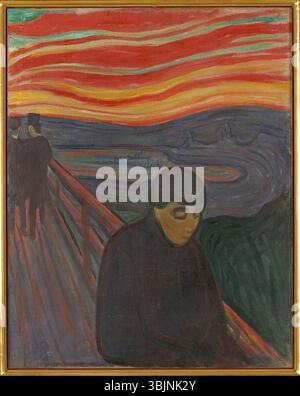 Edvard Munch (1863-1944) peint « désespoir » en 1894. Cette huile sur toile, exposée au Munch Museum, explore les thèmes de la solitude et de l’agitation émotionnelle, capturant l’essence du style emblématique de Munch. Banque D'Images