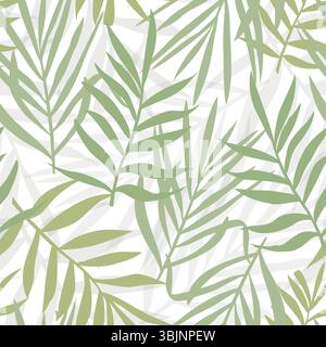 Motif aquarelle sans couture avec des feuilles tropicales pastel en sourdine. Feuille de palme ou de canne ornées illustration arrière-plan isolé. Pour papier peint Banque D'Images