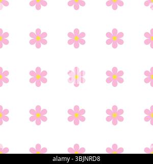 Modèle sans couture avec des fleurs roses en Marguerite sur fond blanc. Illustration vectorielle Illustration de Vecteur