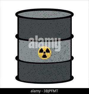 Baril de déchets nucléaires avec symbole radioactif Illustration de Vecteur