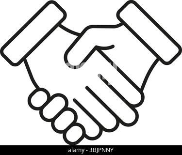 Icône ligne d'accord d'établissement de liaison. Symbole de partenariat commercial, de collaboration et de confiance. Relation professionnelle et conclusion d'affaires. Modifiable Illustration de Vecteur