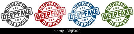 tampon deepfake. tampon deepfake défini sur fond blanc Illustration de Vecteur