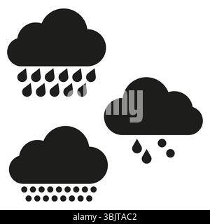 Icônes de nuage météo. Symboles tempête de pluie. Collection de météorologie vectorielle. Éléments de prévision climatique. Illustration de Vecteur