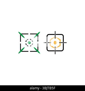 Icône cible. Symbole de visée de précision. Repère de mise au point vectorielle. Motif hexagonal vert. Illustration de Vecteur