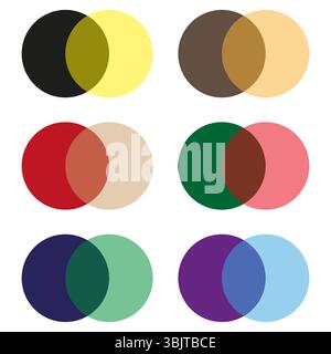 Cercles de couleur transparents. Superposition de formes géométriques. Éléments abstraits vibrants. Conception plate vectorielle. Illustration de Vecteur