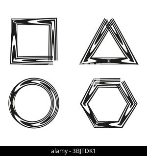 Formes géométriques du cadre. Contours noirs abstraits. Conception artistique de forme. Collection Vector Modern. Illustration de Vecteur
