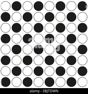 Motif à pois. Disposition circulaire de points. Texture géométrique vectorielle. Design noir et blanc. Illustration de Vecteur