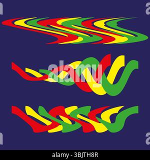Lignes colorées ondulées. Rayures fluides abstraites. Éléments rouge jaune vert. Illustration moderne vectorielle. Illustration de Vecteur
