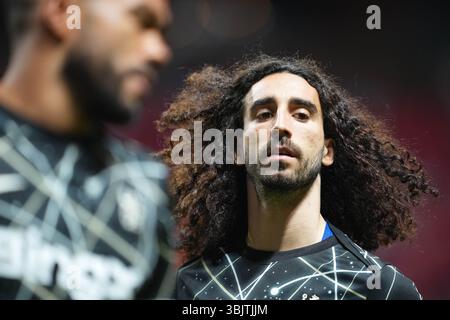 Atlanta, États-Unis. 16 juin 2025. Marc Cucurella, de Chelsea, se réchauffe avant le match du Groupe d entre Chelsea, d'Angleterre, et Los Angeles FC, des États-Unis, lors de la Coupe du monde des clubs de la FIFA 2025 à Atlanta, États-Unis, le 16 juin 2025. Crédit : Xu Chang/Xinhua/Alamy Live News Banque D'Images