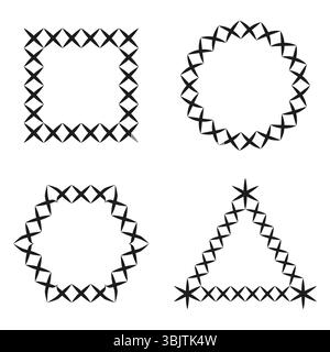 Icône de cadre croisé. Forme de bordure géométrique. Elément vectoriel décoratif. Contour noir simple. Illustration de Vecteur