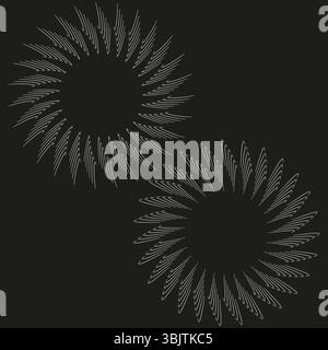 Icône de vecteur Sunburst. Forme rayonnante en pointe. Fond sombre abstrait. Figure solaire symétrique. Illustration de Vecteur