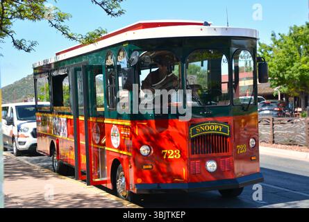 Le Trolly, transport en commun pour la ville de Sedona Arizona USA Banque D'Images