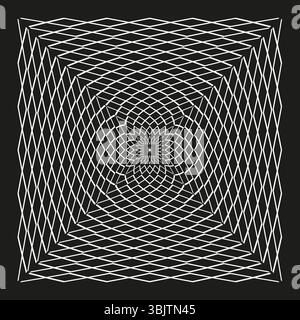 Forme géométrique en spirale. Lignes blanches noires. Design visuel hypnotique. Elément abstrait vectoriel. Illustration de Vecteur