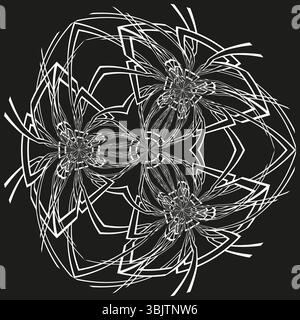 Motif de ligne organique. Conception complexe abstraite. Texture courbe vectorielle. Complexité noir blanc. Illustration de Vecteur