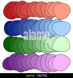 Chevauchement des cercles de couleur. Formes de disque transparentes. Design rond doux. Palette de dégradé vectoriel. Illustration de Vecteur