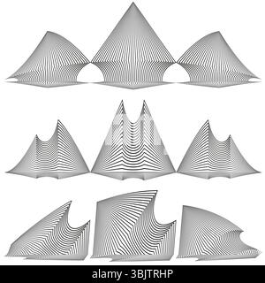 Silhouette montagneuse. Formes de pic triangulaires. Éléments de paysage vectoriel. Formes géométriques grises. Illustration de Vecteur