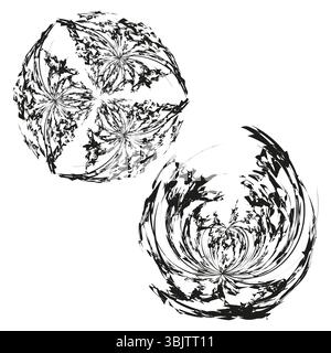 Motif cercles en dentelle. Motif rond décoratif. Symétrie ornementale vectorielle. Noir blanc abstrait. Illustration de Vecteur