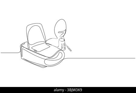 Machine de nébuliseur dans le style d'art de ligne continue, Illustration de Vecteur