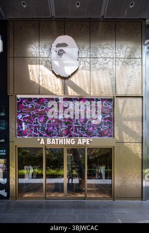 Un magasin haut de gamme Bathing APE dans le centre commercial Mandarin Gallery, un vêtement streetwear de marque occupe un emplacement de premier choix, Orchard Road, Singapour. Banque D'Images