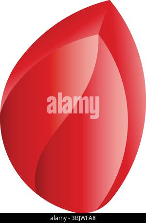 Une illustration numérique abstraite saisissante avec une goutte rouge dégradée ou une forme en pétale avec une finition élégante et réfléchissante, créant une image audacieuse Illustration de Vecteur
