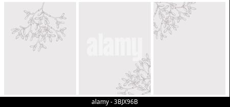 Illustrations vectorielles avec des brins dessinés à la main de gui isolé sur un fond gris clair. Belles impressions vectorielles de Noël avec espace de copie. Illustration de Vecteur